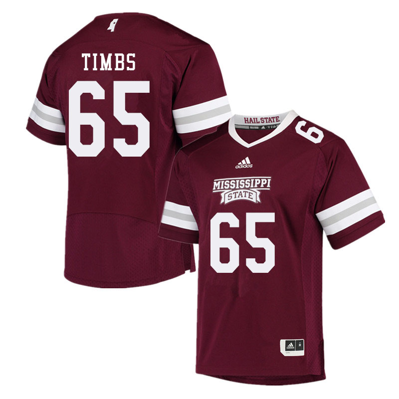 Men #65 Sherman Timbs Mississippi State Bulldogs College Football Jerseys Sale-Maroon
